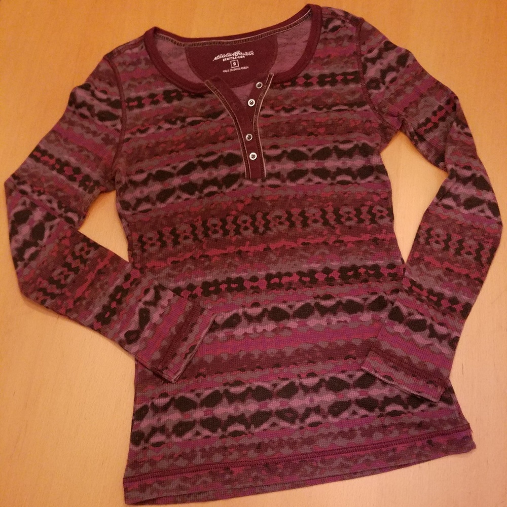 Eddie Bauer Long Sleeve Thermal Henley Top, Size S